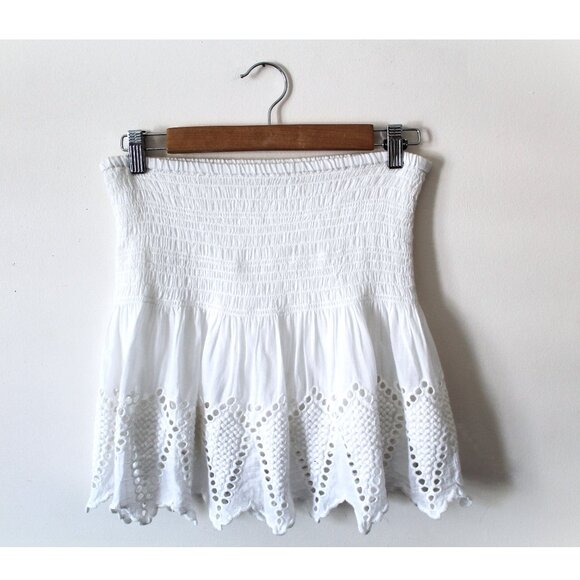 Ulla Johnson Mireille Skirt / Size 4 / Pristine White Mini Embroidered Scalloped - Picture 4 of 7